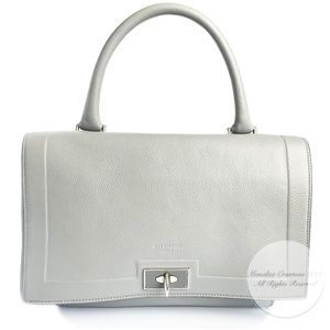 Givenchy Mini Shark Tooth Bag Satchel Top Handle Gray Leather SHW with COA